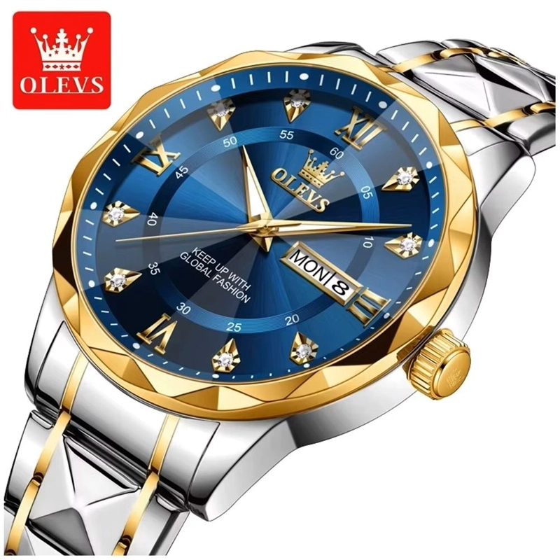 RELOJ DE PULSERA ELEGANTE DE CUARZO PARA HOMBRE ESFERA AZUL METALICA - 8