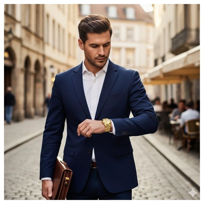 RELOJ DORADO DE ACERO INOXIDABLE PARA HOMBRE ESTILO LUJO Y DEPORTIVO - 8