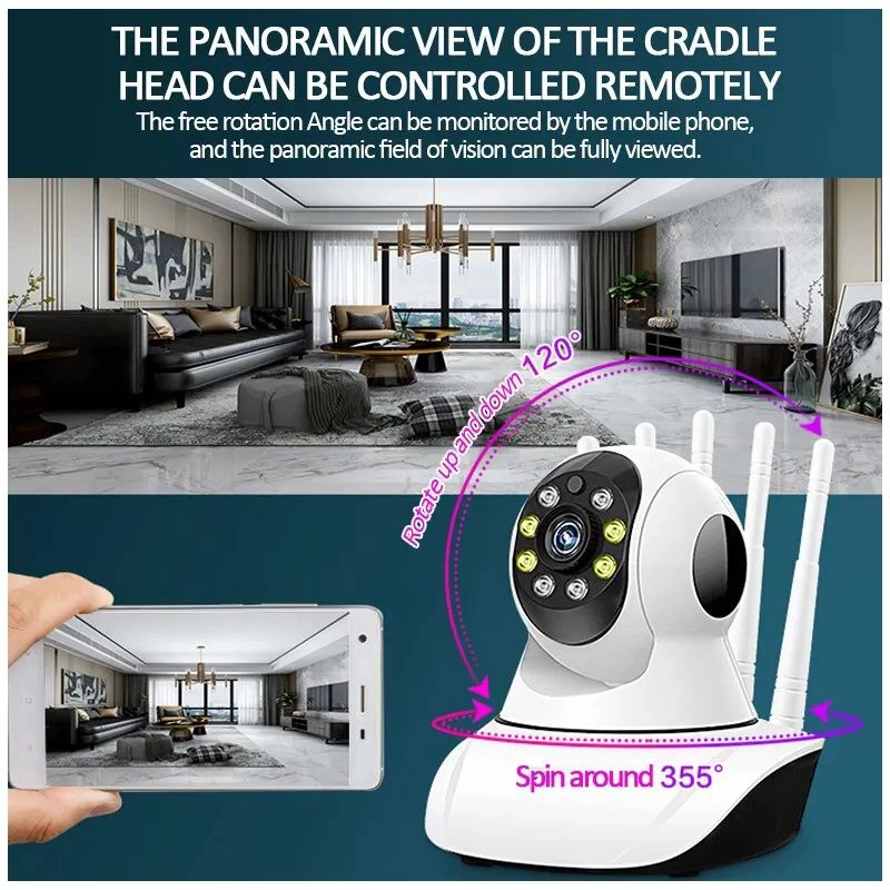CAMARA DE SEGURIDAD WIFI COBERTURA PANORAMICA 360° FULL HD 1080P - 3