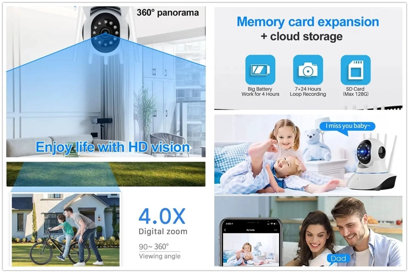 CAMARA DE SEGURIDAD WIFI COBERTURA PANORAMICA 360° FULL HD 1080P - 5