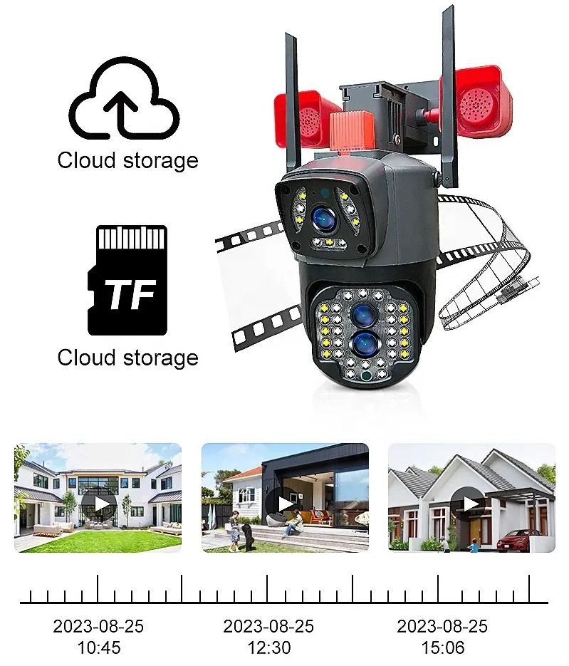CAMARA DE VIGILANCIA IP 23 LED CON DOBLE CAMARA, SIRENA Y BALIZA - 8