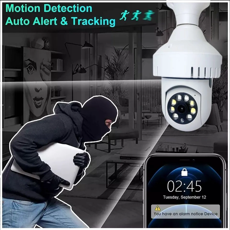 CAMARA IP 360° AMPOLLETA MOTORIZADA FULL HD DETECTOR DE HUMO ALARMA - 2