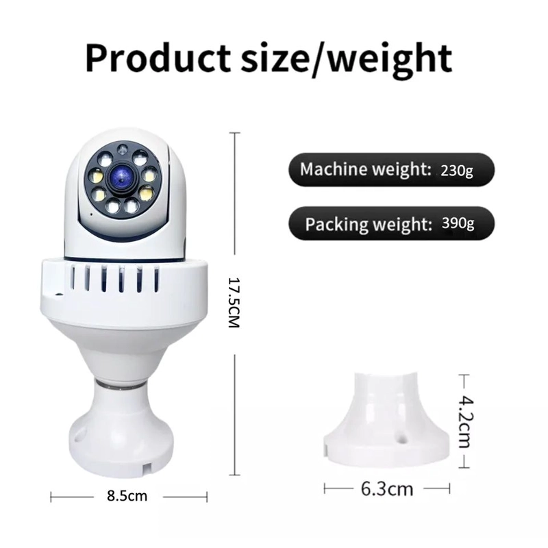 CAMARA IP 360° AMPOLLETA MOTORIZADA FULL HD DETECTOR DE HUMO ALARMA - 8