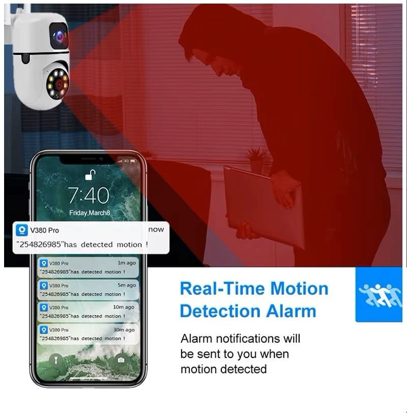 CAMARA DE SEGURIDAD WIFI CON LENTE DUAL COBERTURA COMPLETA FULL HD - 8