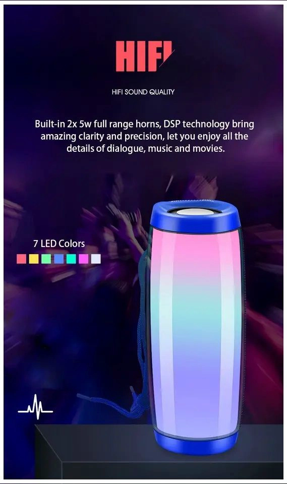 PARLANTE PORTATIL BLUETOOTH ALTAVOCES INALAMBRICOS WATERPROOF LUZ LED - 4