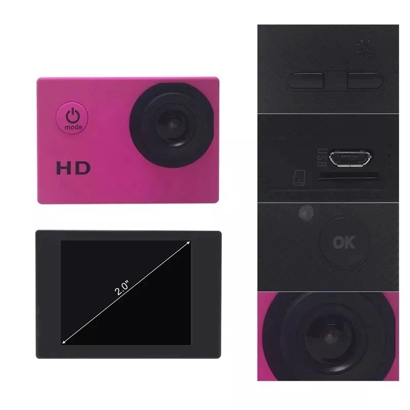 CAMARA DEPORTIVA HD 1080 PORTATIL IMPERMEABLE 30MT GRAN ANGULAR 140° - 6
