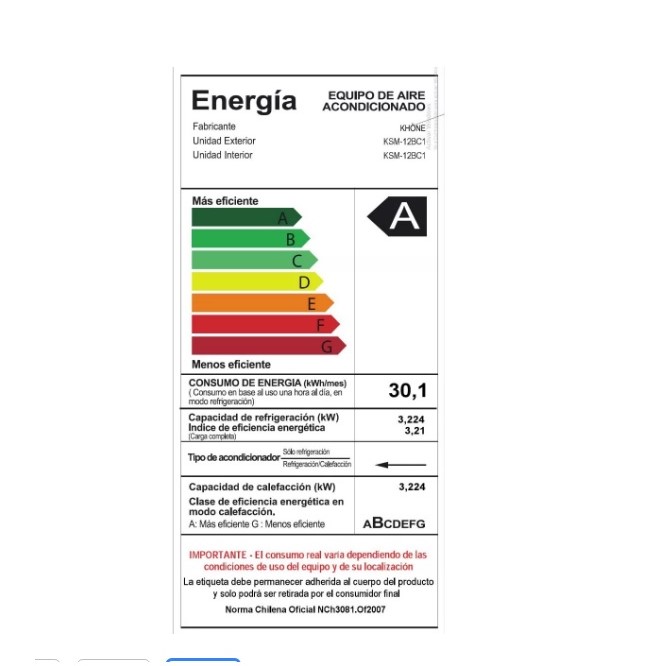 AIRE ACONDICIONADO KHONE ON OFF TIPO SPLIT INVERTER 12000 BTU - 3