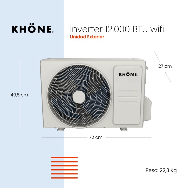 AIRE ACONDICIONADO KHONE ON OFF TIPO SPLIT INVERTER 12000 BTU - 4