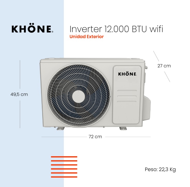 AIRE ACONDICIONADO KHONE ON OFF TIPO SPLIT INVERTER 12000 BTU - 6