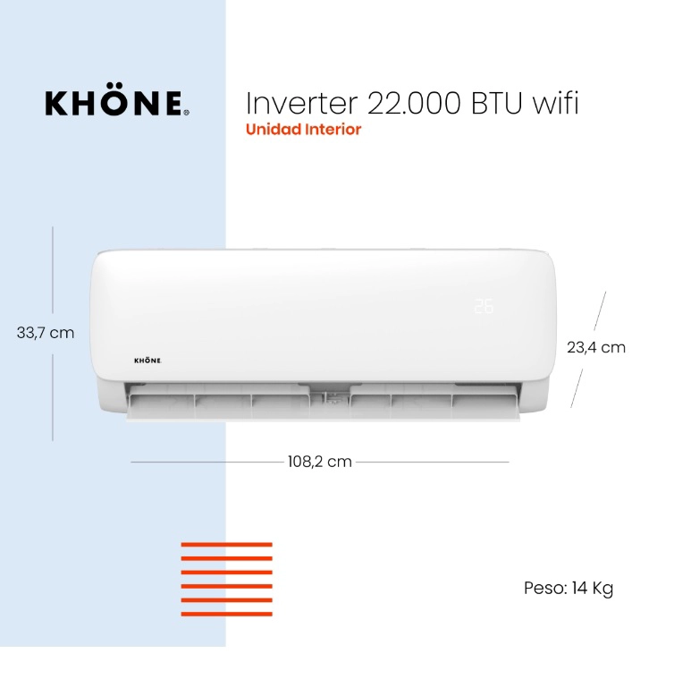 AIRE ACONDICIONADO KHONE KSM-22BC2 EQUIPO TIPO SPLIT MURO 22000 BTU INVERTER - 2