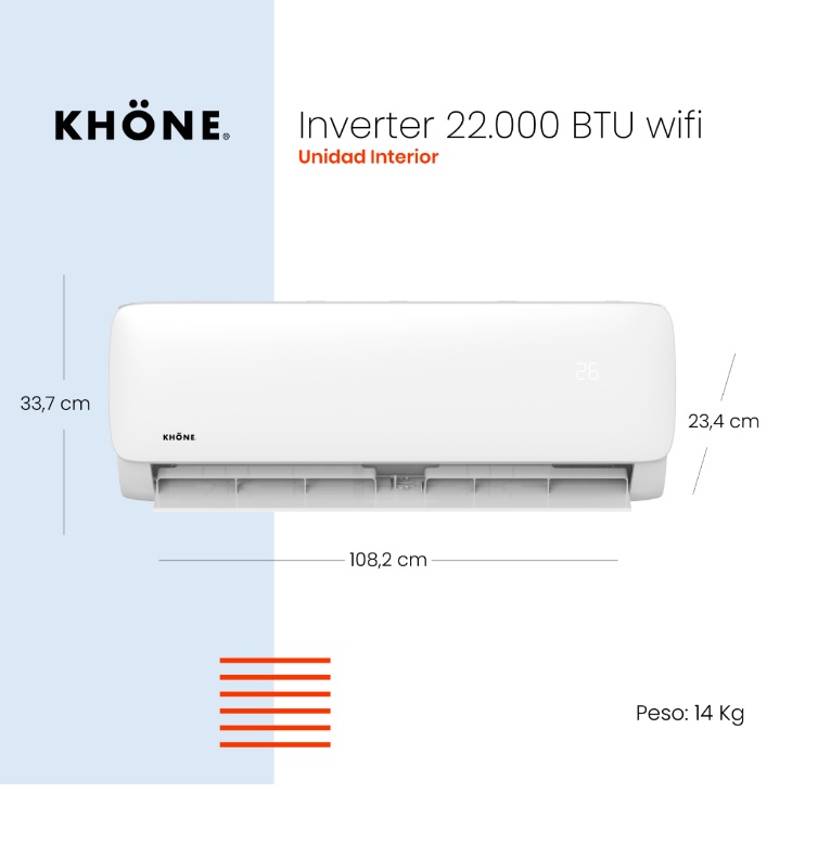 AIRE ACONDICIONADO KHONE KSM-22BC2 EQUIPO TIPO SPLIT MURO 22000 BTU INVERTER - 4