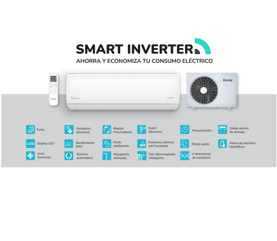 AIRE ACONDICIONADO SPLIT FRIO-CALOR INVERTER 12.000 BTU WIFI KENDAL - 5