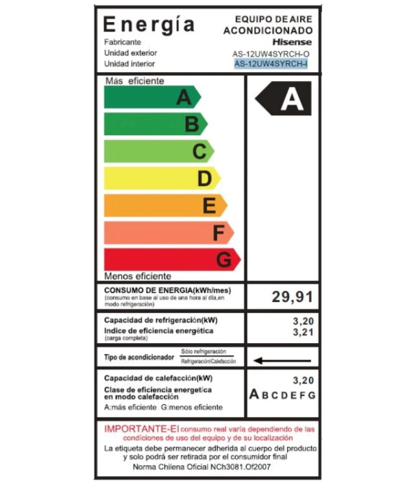 AIRE ACONDICIONADO HISENSE 12.000 BTU - HI VIDA INVERTER WIFI - 4