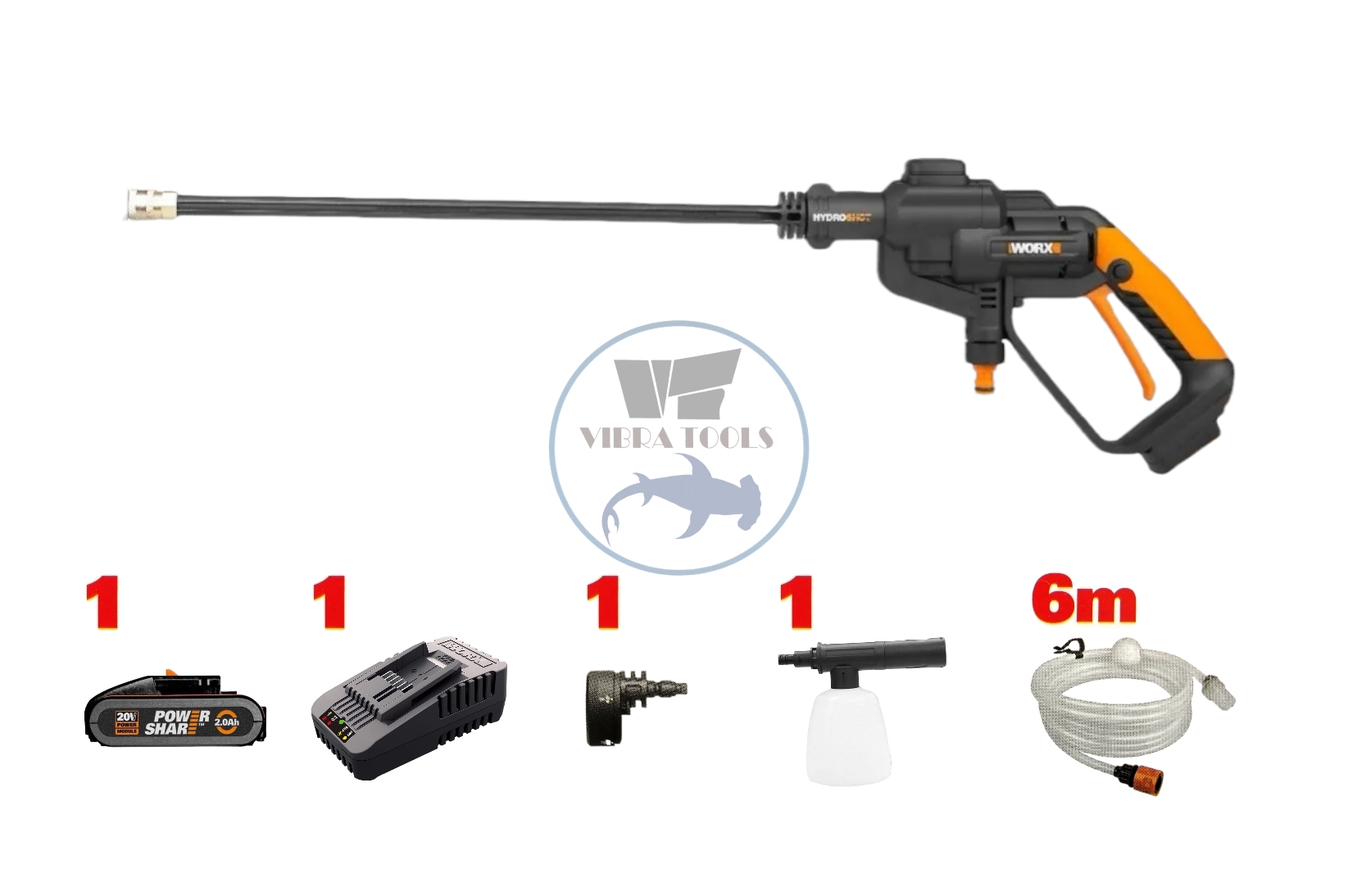 HIDROLAVADORA INALAMBRICA WORX 20V + BAT + CARG + 4 ACCES - 1
