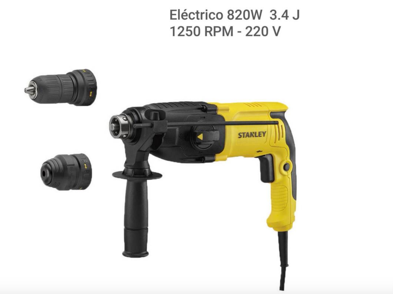 ROTOMARTILLO STANLEY SDS PLUS 800 W 3.4 J + MANDRIL + MALETA - 2