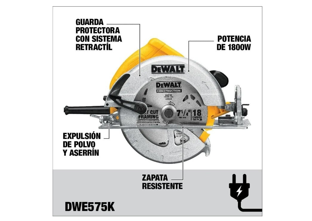 SIERRA DEWALT CIRCULAR 7 1/4 1800 W DWE575K - 2