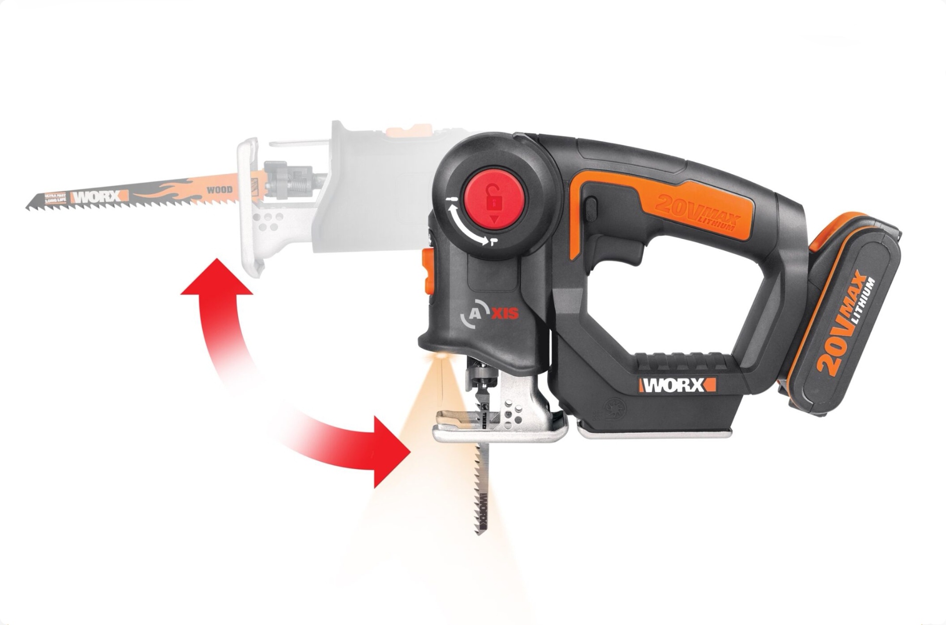 SIERRA WORX INALÁMBRICA 2 EN 1 CALADORA Y SABLE 20 V + 7 PZS - 2