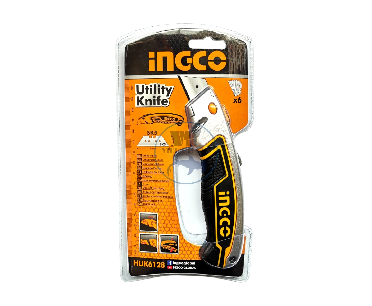 SET HERRAMIENTAS INGCO CUCHILLO CARTONERO RETRACTIL + 6 REPUESTOS SK5 - 1