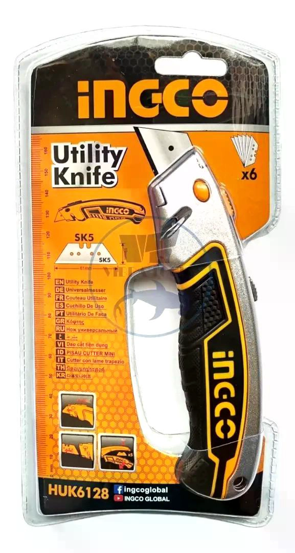 SET HERRAMIENTAS INGCO CUCHILLO CARTONERO RETRACTIL + 6 REPUESTOS SK5 - 6