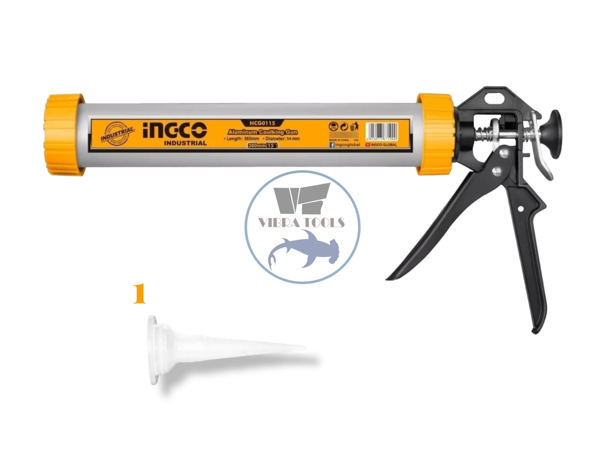 PISTOLA INGCO CALAFATERA ALUMINIO 15 PUL 380 MM INDUSTRIAL - 1