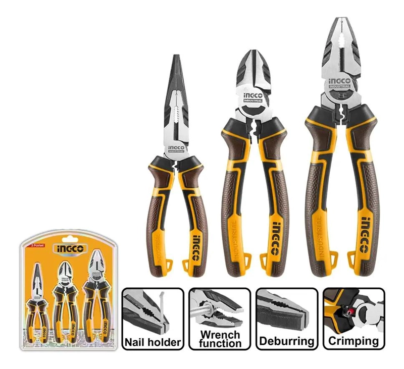 SET HERRAMIENTAS INGCO ALICATES 2831 3 PIEZAS INDUSTRIAL ALTA RESISTENC - 5