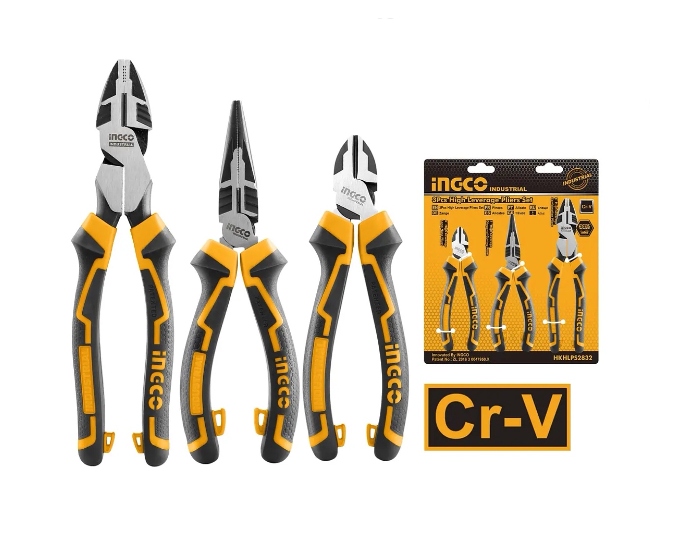 SET HERRAMIENTAS INGCO ALICATES 2832 3 PIEZAS INDUSTRIAL ALTA RESISTENC - 4