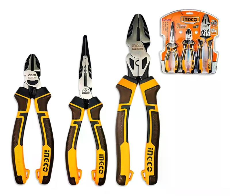SET HERRAMIENTAS INGCO ALICATES 2832 3 PIEZAS INDUSTRIAL ALTA RESISTENC - 5
