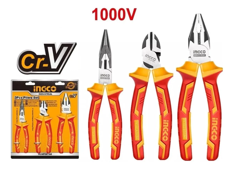 SET HERRAMIENTAS INGCO ALICATES 28318 3 PIEZAS AISLADOS INDUSTRIAL - 2