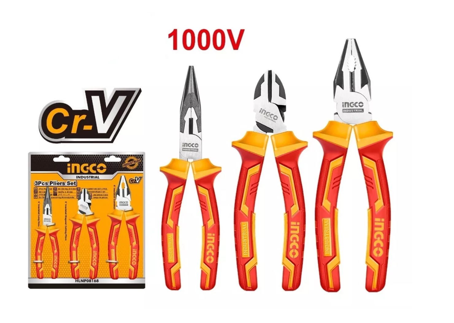 SET HERRAMIENTAS INGCO ALICATES 28318 3 PIEZAS AISLADOS INDUSTRIAL - 4