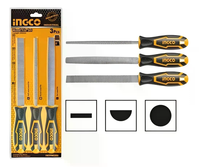 SET HERRAMIENTAS INGCO LIMAS 3 PIEZAS ESCOFINAS 8 PULG MADERA INDUSTRIAL - 7