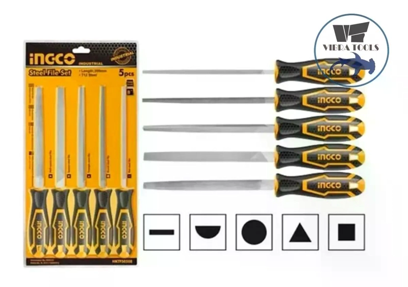 SET HERRAMIENTAS INGCO LIMAS 5 PIEZAS 8 PULGADAS ACERO INDUSTRIAL - 2