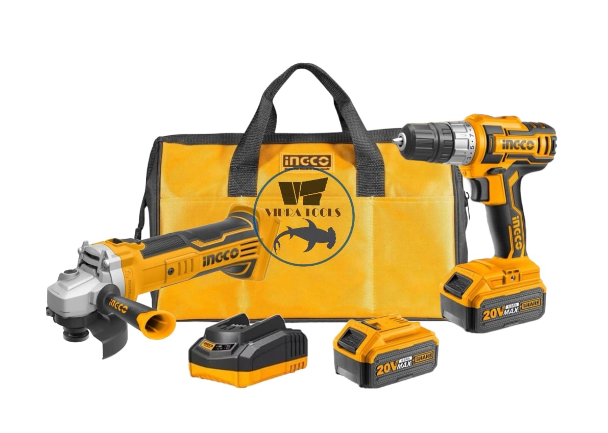KIT PACK INAL TALADRO + ESMERIL 20V INGCO + BAT+ CARG+ BOLSO - 1