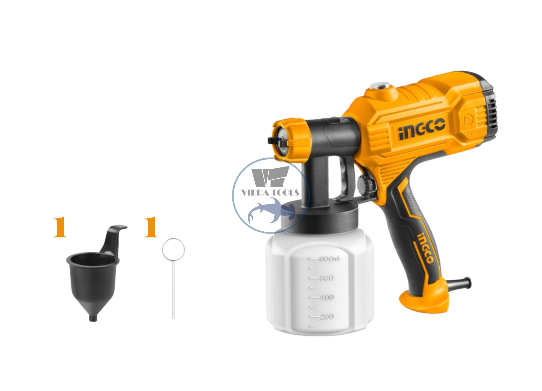 PISTOLA DE PINTURA INGCO ELÉCTRICA 450 W INDUSTRIAL + ACCES - 1