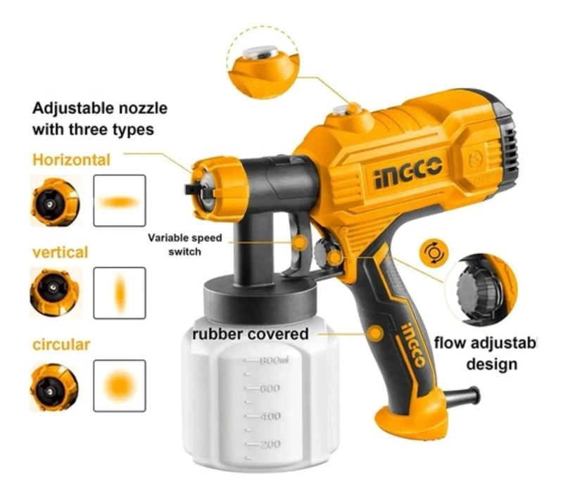 PISTOLA DE PINTURA INGCO ELÉCTRICA 450 W INDUSTRIAL + ACCES - 3