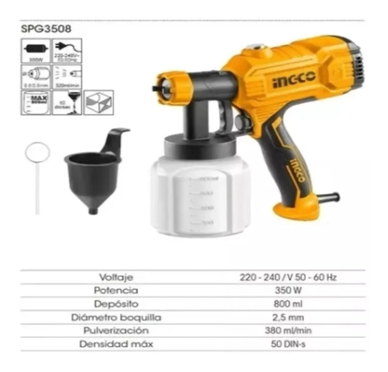 PISTOLA DE PINTURA INGCO ELÉCTRICA 450 W INDUSTRIAL + ACCES - 6