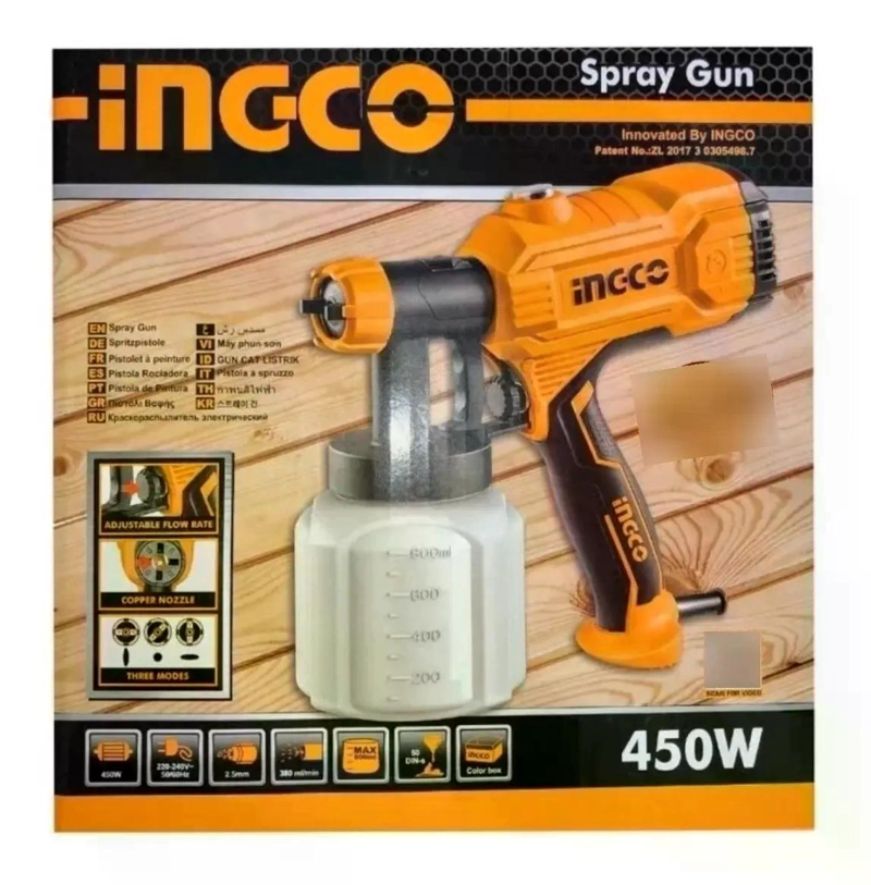 PISTOLA DE PINTURA INGCO ELÉCTRICA 450 W INDUSTRIAL + ACCES - 7