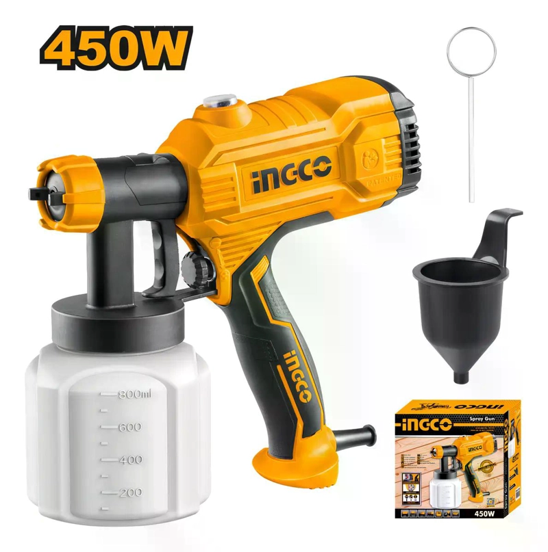 PISTOLA DE PINTURA INGCO ELÉCTRICA 450 W INDUSTRIAL + ACCES - 9