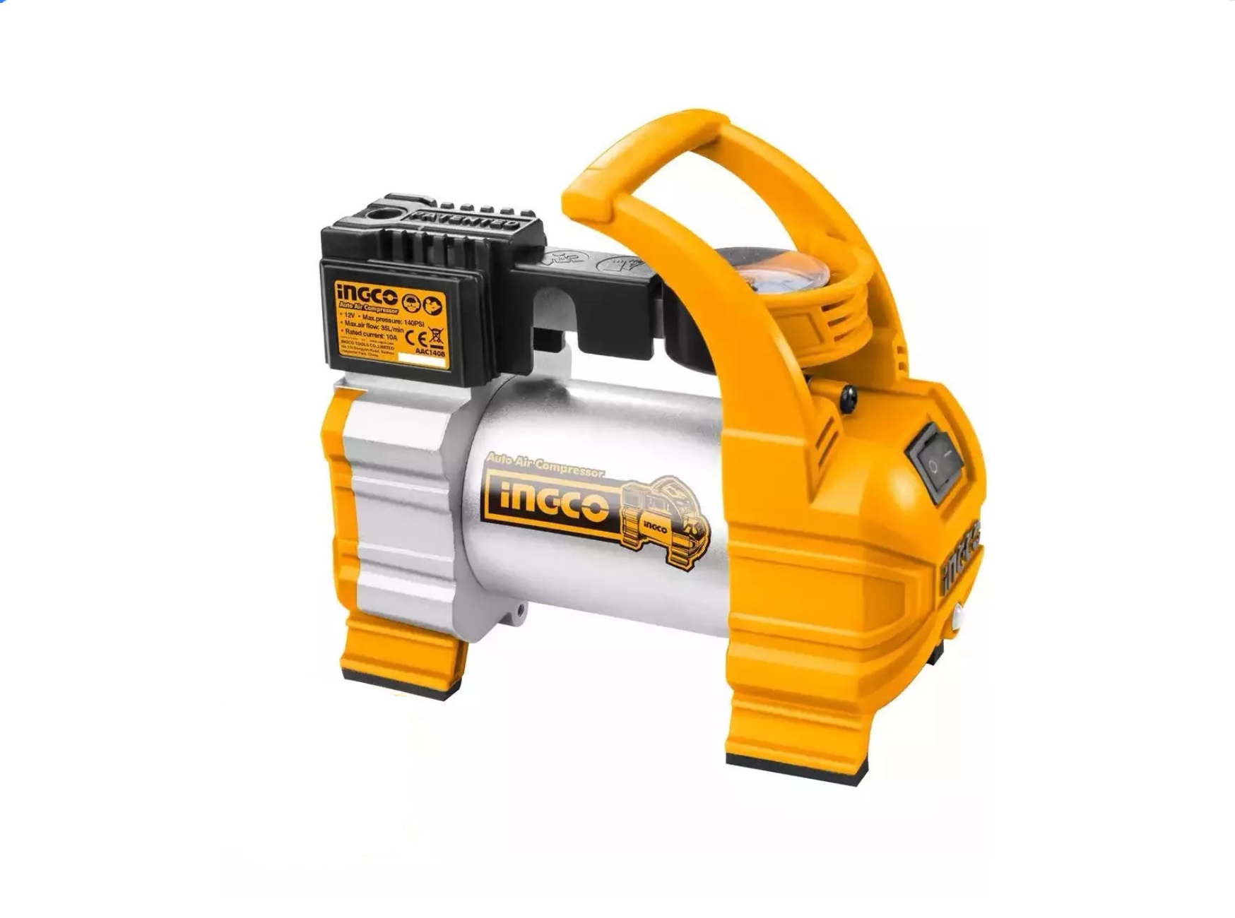 COMPRESOR DE AIRE INGCO PARA AUTO 12V 140 PSI 10 A + 5 ACCES - 2