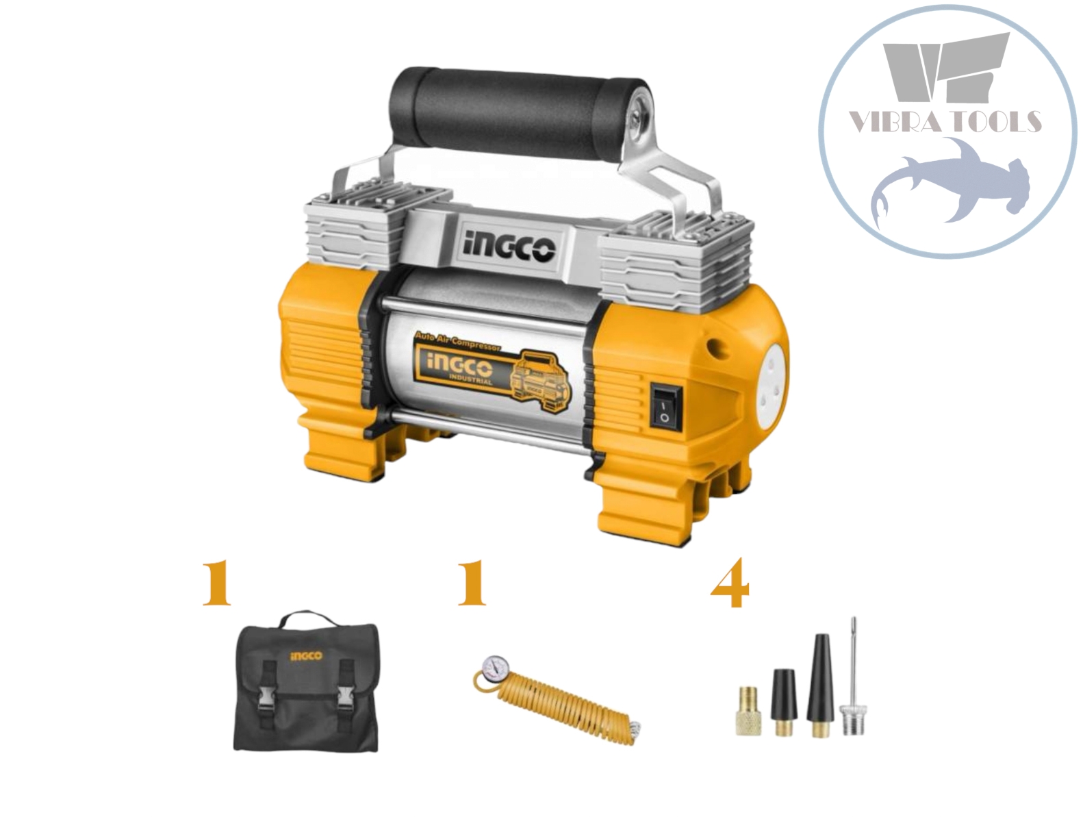 COMPRESOR DE AIRE INGCO PARA AUTO 13.5 V 120 PSI 18 A + 5 AC - 1