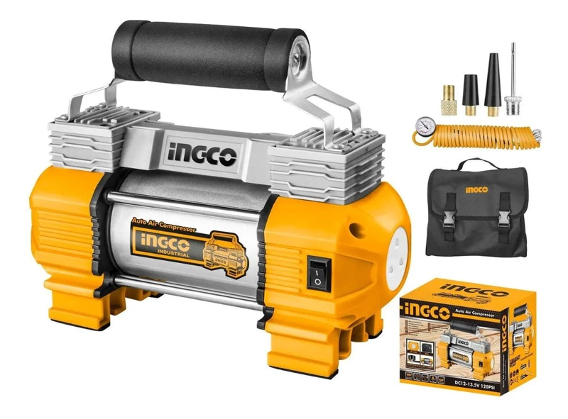 COMPRESOR DE AIRE INGCO PARA AUTO 13.5 V 120 PSI 18 A + 5 AC - 2