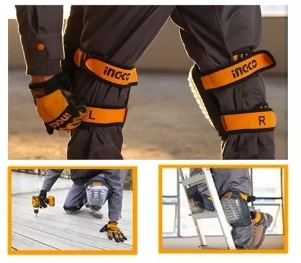 SET DE RODILLERAS INDUSTRIAL INGCO CUBIERTA PVC ALTA RESISTE - 4