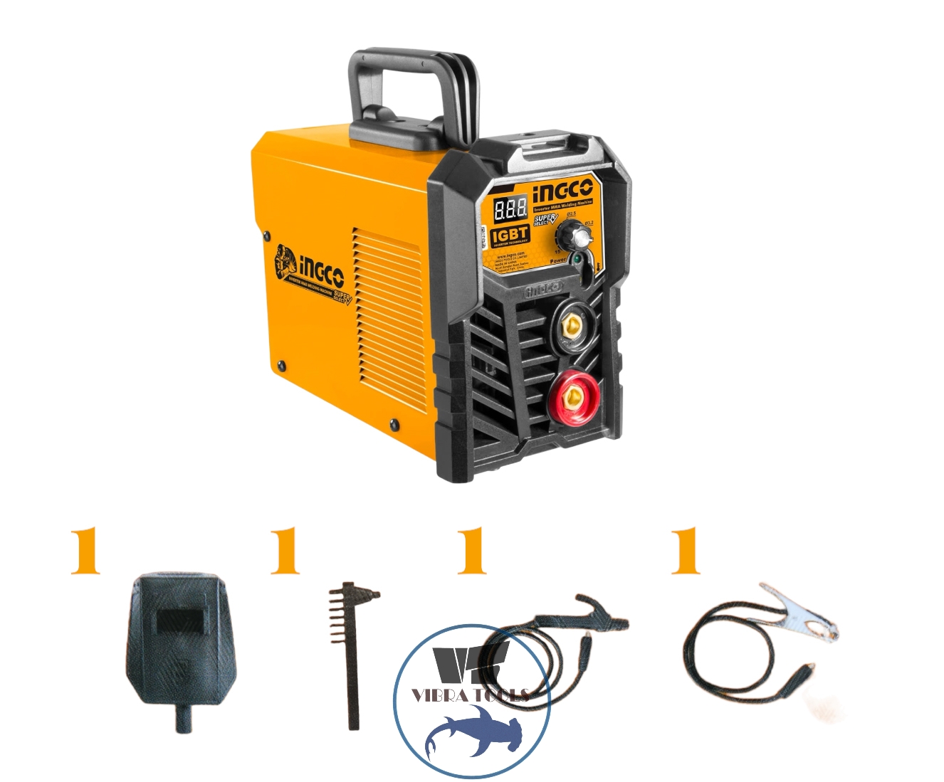 SOLDADORA INGCO INVERTER ELÉCTRICA 130 A MMA + MÁSCARA + ACC METAL - 1