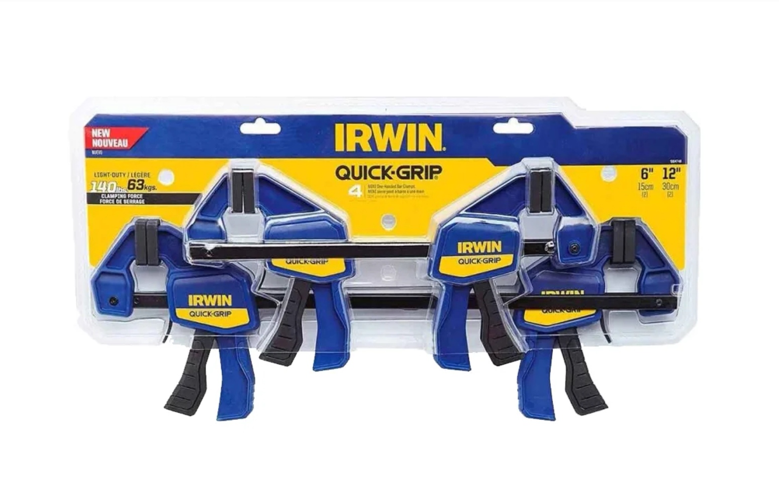 SET HERRAMIENTAS IRWIN PRENSAS 4 PIEZAS RAPIDAS 6 12 PULG 63 KG Q GRIP - 3