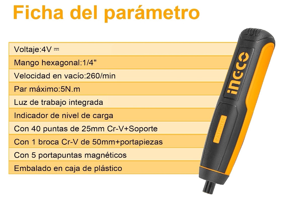 ATORNILLADOR INGCO DE PRECISIÓN 4 V + 42 PIEZAS + CAJA TRANSP - 2