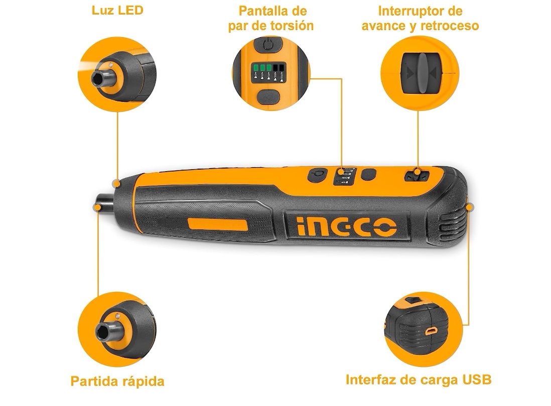 ATORNILLADOR INGCO DE PRECISIÓN 4 V + 42 PIEZAS + CAJA TRANSP - 3