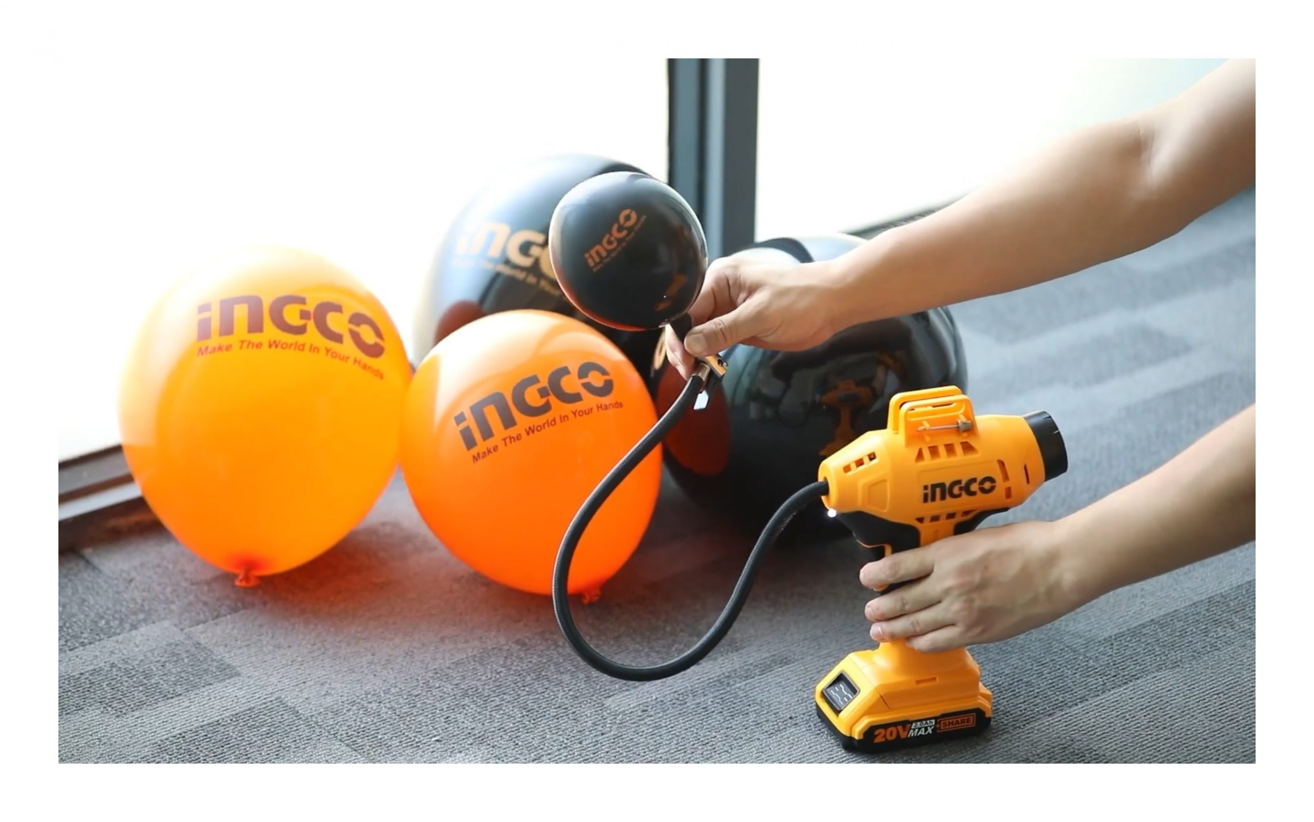 INFLADOR DE NEUMÁTICOS INALAMBRICO INGCO 20V 150 PSI - 6