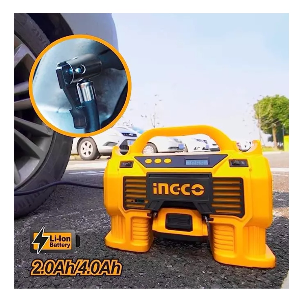 COMPRESOR INALÁMBRICO INGCO 20V 160 PSI + 4 ACC (S/BATERIA) - 2