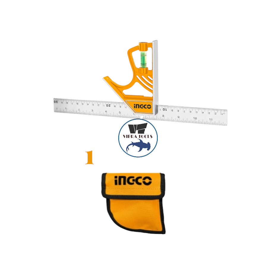 SET HERRAMIENTAS INGCO ESCUADRA MAGNETICA COMBINACION 300 MM + BOLSA PROTEC - 1