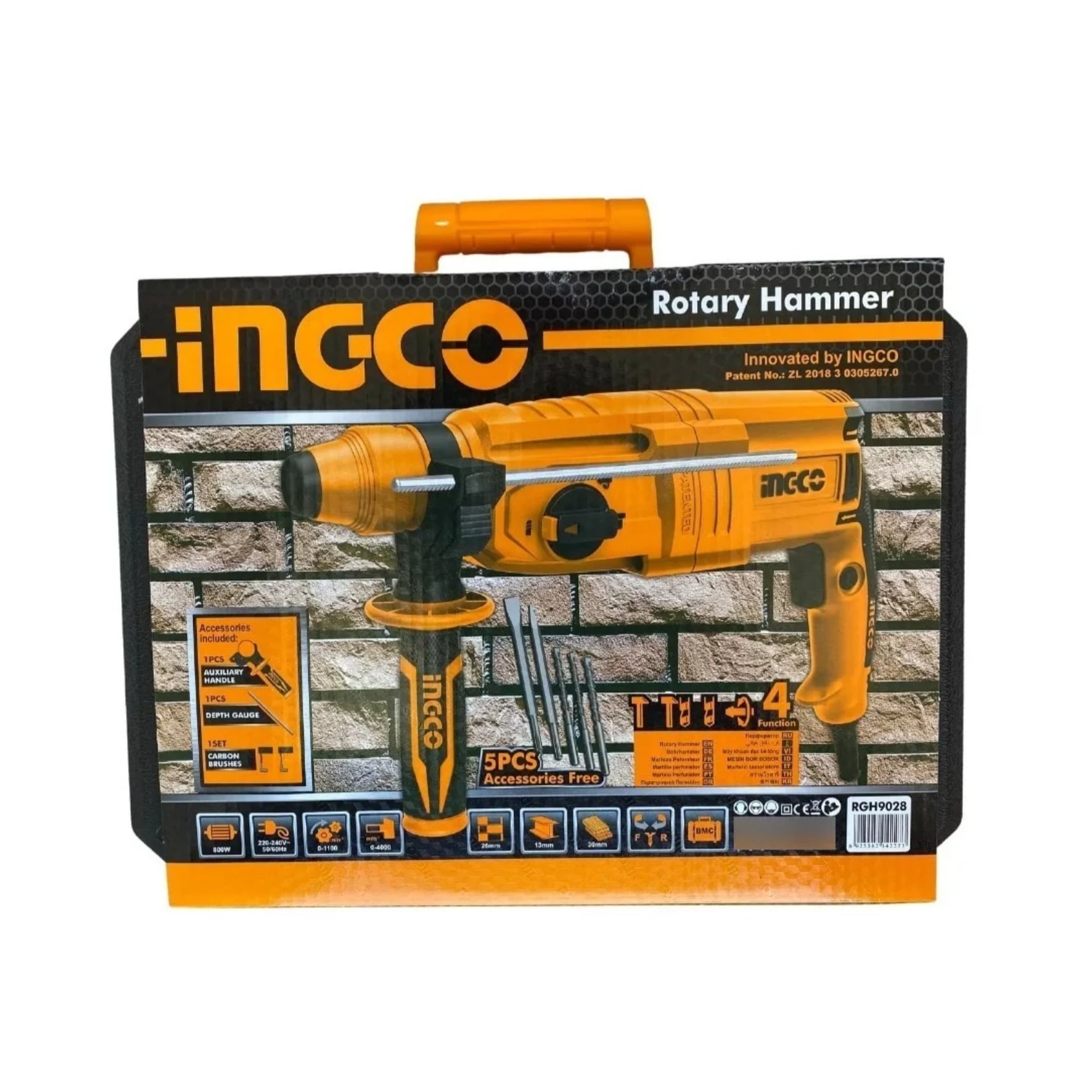 ROTOMARTILLO INGCO ELÉCTRICO 800 W 2.5J SDS PLUS+ ACC RGH9028 - 5