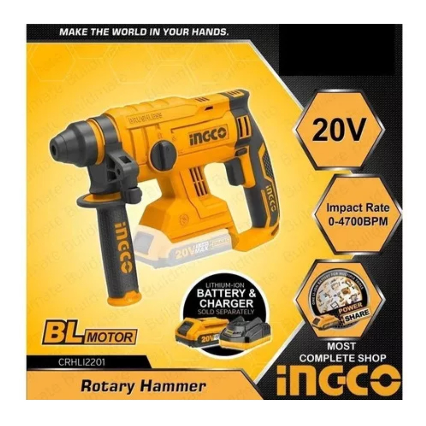 ROTOMARTILLO INGCO INALÁMBRICO BRUSHLESS 20 V INDUS CRHLI2201 - 3